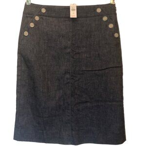 NWT Talbots Dark Gray Button-Detail Midi Skirt